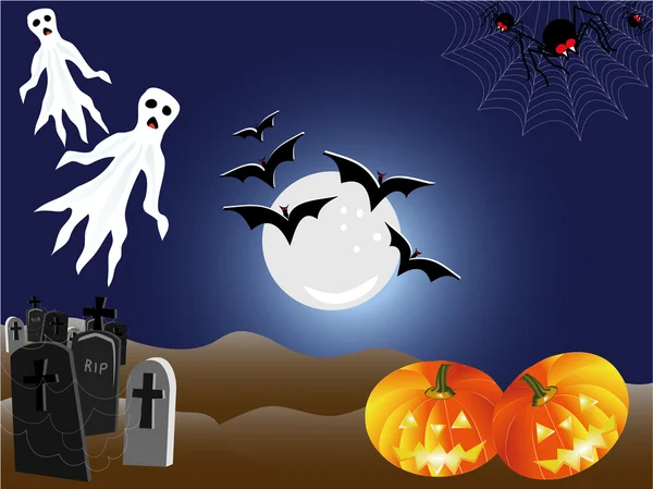Halloween táj szezonális jelenet — Stock Vector