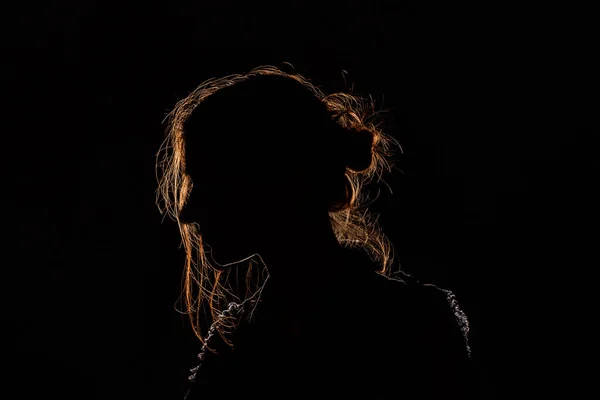 Silhouette Ragazza Profilo — Foto Stock