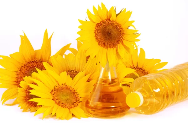 Sonnenblumen und Öl — Stockfoto