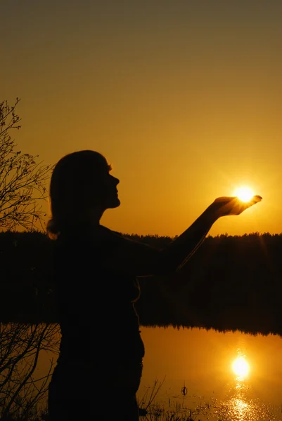 Women and sunset — Stock Photo, Image