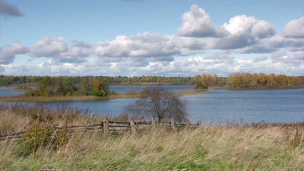 Осень на озере — стоковое видео