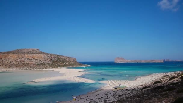 View of the lagoon Ballos(Balos) and the island Gramvousa — Stock Video