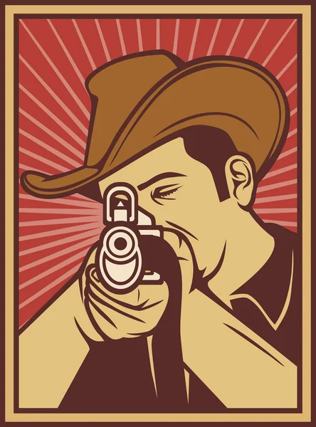 Cowboy tirant un fusil (cow-boy pointant son fusil, cow-boy visant son fusil ) — Image vectorielle