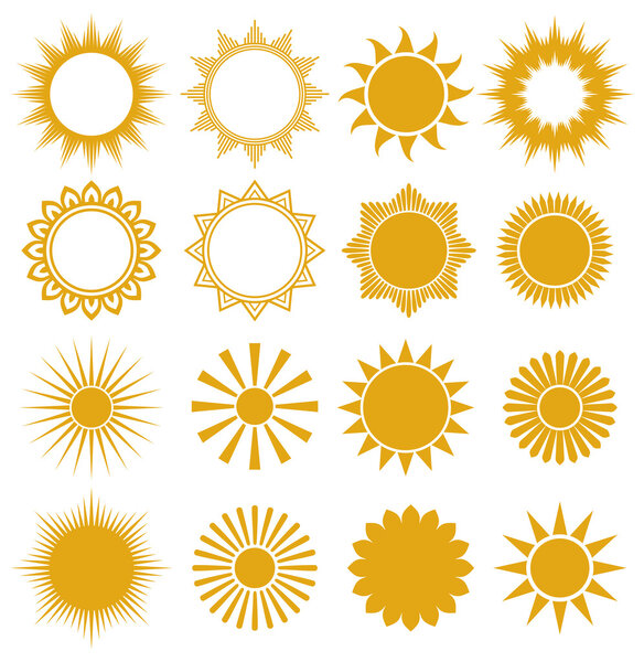 Солнцы - элементы дизайна (набор векторных солнц, коллекция солнц
)
