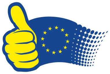 başparmak yukarıya ile Euro bayrak
