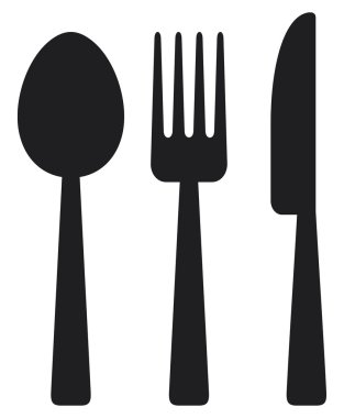 Fork spoon and knife isolated on white background clipart
