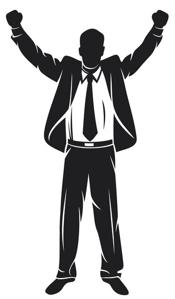 Stock Vector Illustration: business man with arms up
