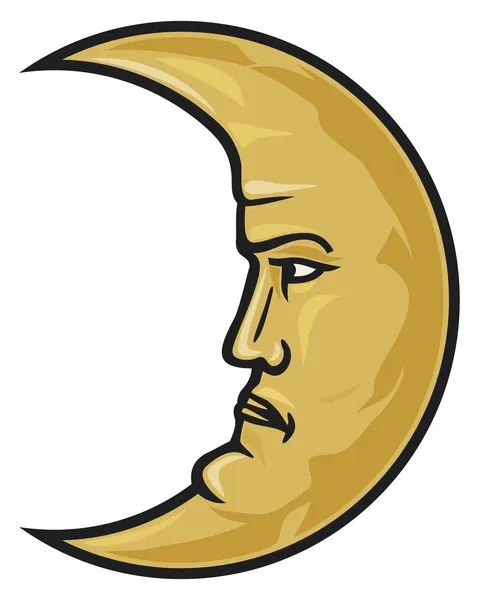 Crescent moon face Vector Graphics