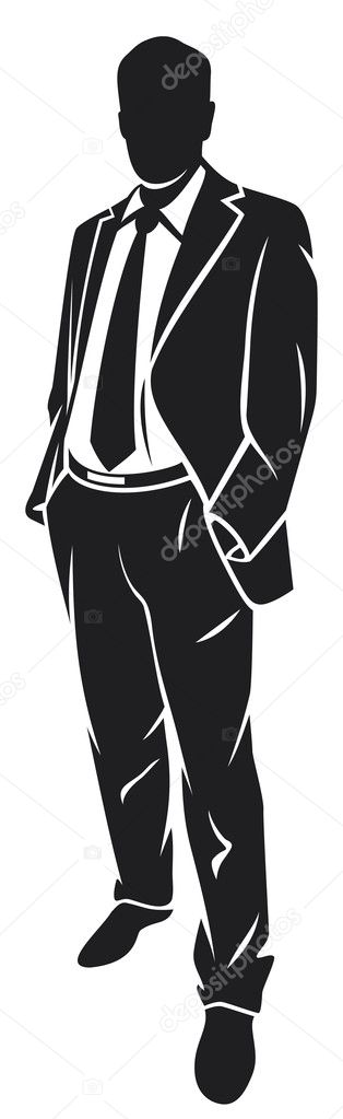 Business man in suit and tie silhouette