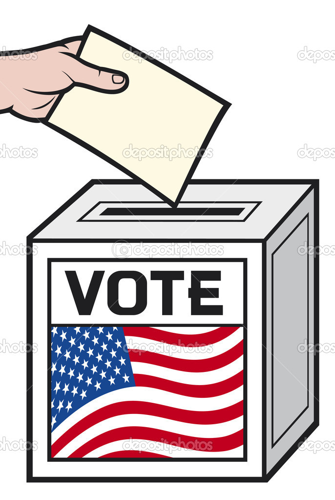 Ballot box with a vote letter