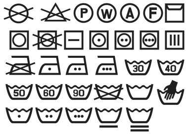 Set of washing symbols clipart