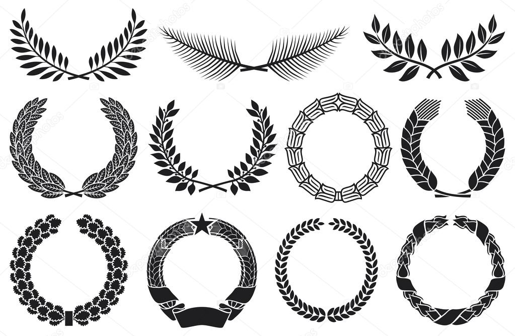 Wreath set (wreath collection, laurel wreath, oak wreath, wreath of wheat, palm wreath and olive wreath)