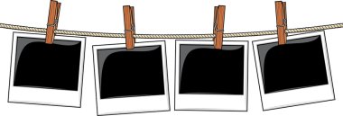 Photo frames on rope clipart