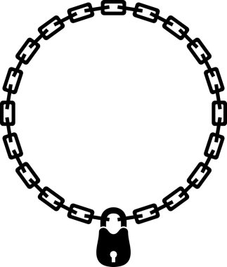 Zincir ve asma kilit siluetinin gösterimi