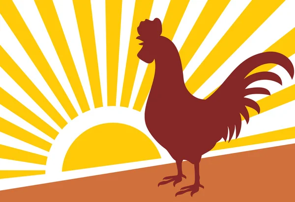 Rooster and morning sun — Stock Vector