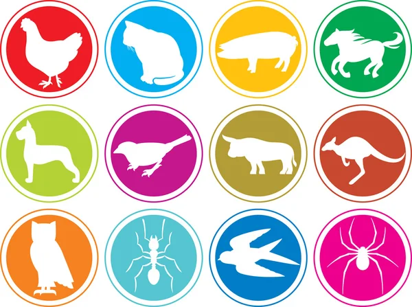 Animales iconos botones — Vector de stock