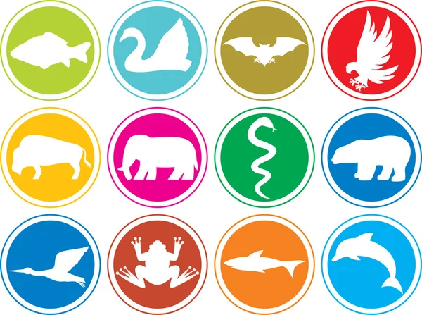 Animales iconos botones — Vector de stock