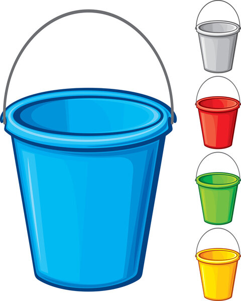 Vector colored bucket with handle