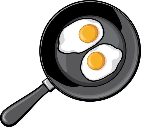 Fried eggs on frying pan (fried egg) — Stock Vector