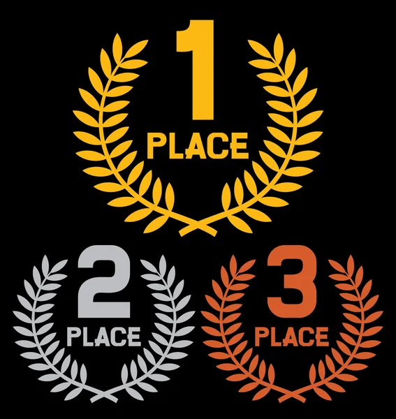 First place, second place and third place — Stock Vector