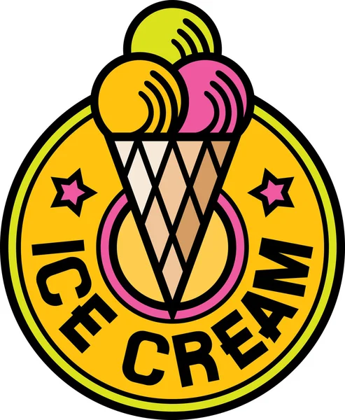 冰激淋标签 （冰激淋的图标、 冰激淋标志、 蛋卷冰激淋) — 图库矢量图片