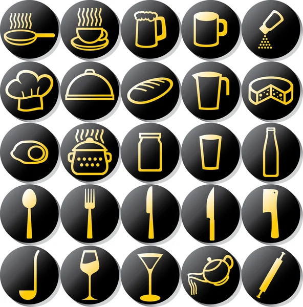 Набор кухонных икон — стоковый вектор