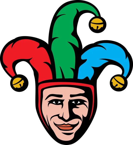 Tête de bouffon (joker souriant) ) — Image vectorielle
