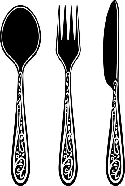 Knife, fork and spoon — Stock Vector