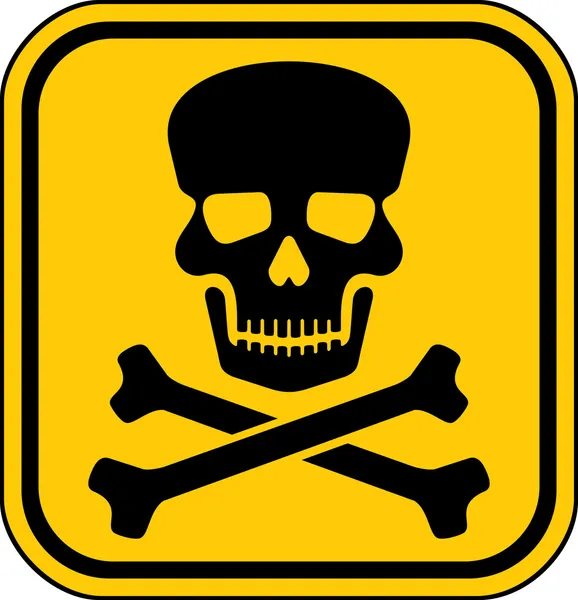 Signe de danger vectoriel avec symbole du crâne — Image vectorielle