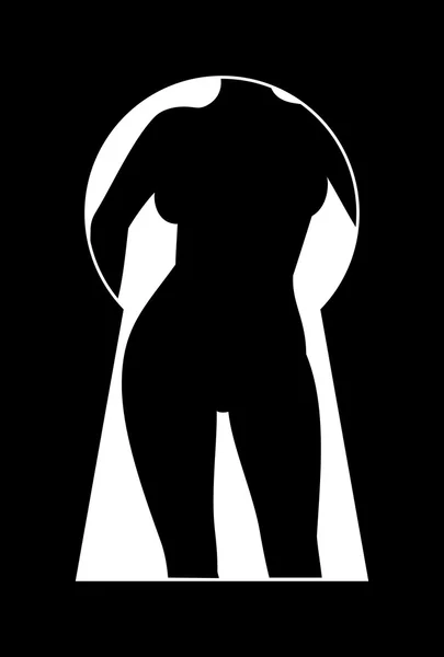 Silhouette einer Frauenfigur durch ein Schlüsselloch gesehen — Stockvektor