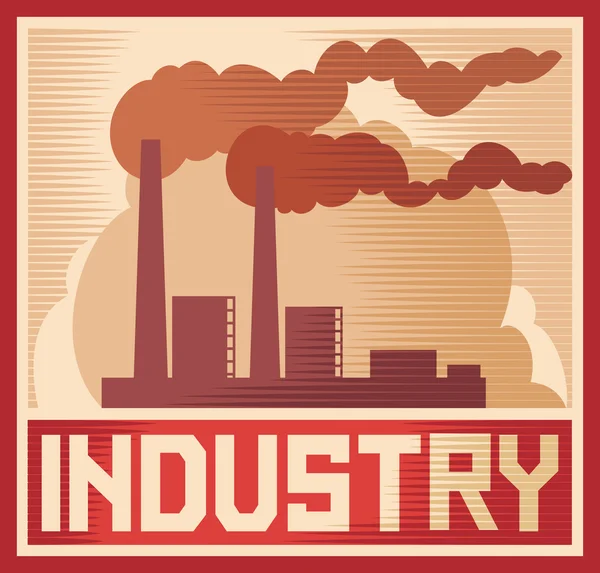 Плакат для промышленности - промышленный завод Стоковый вектор