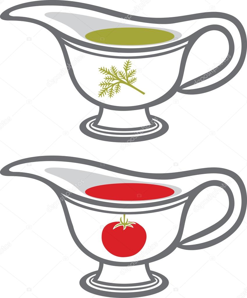 Sauce gravy or sauce boat with cream