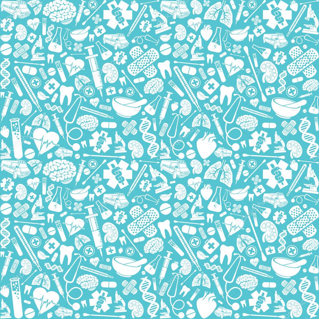 Seamless pattern with medical icons