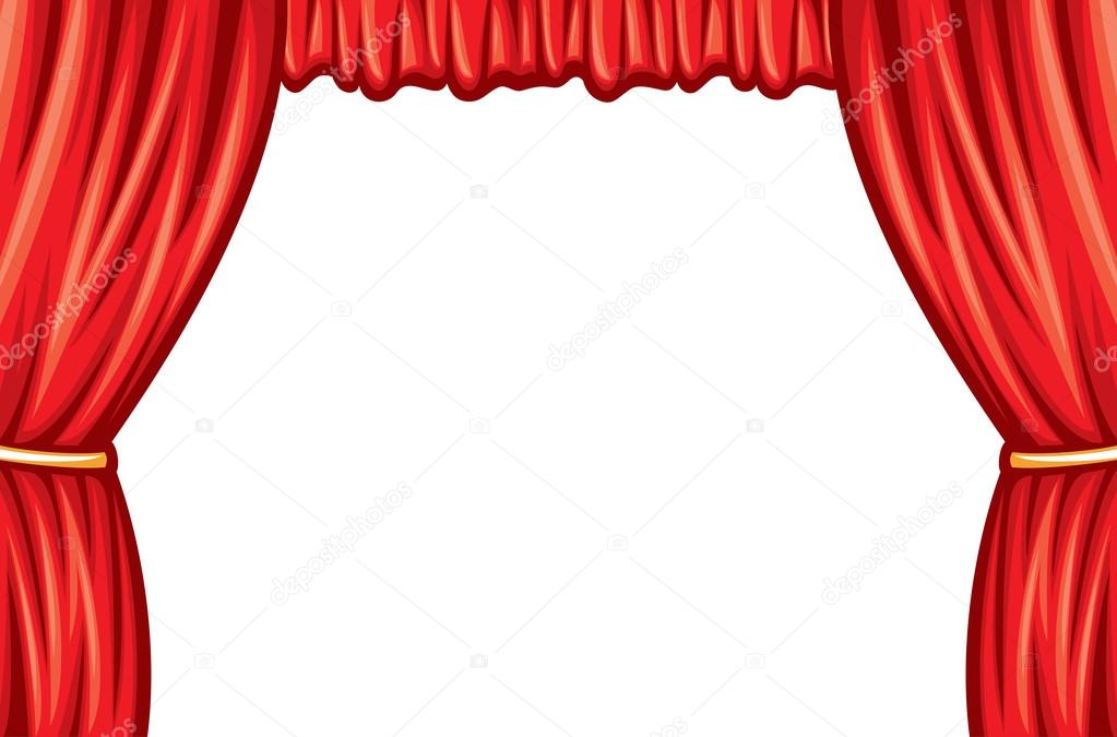 Red curtains on a white background