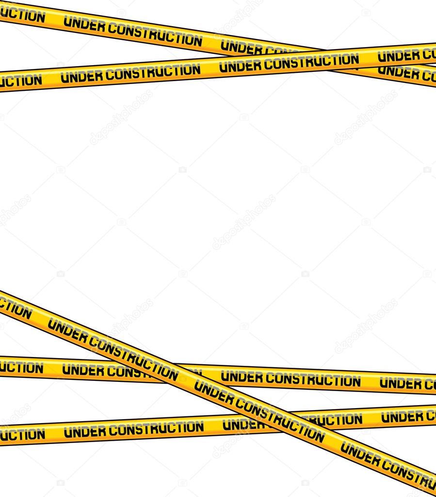 Under construction caution tape on metallic