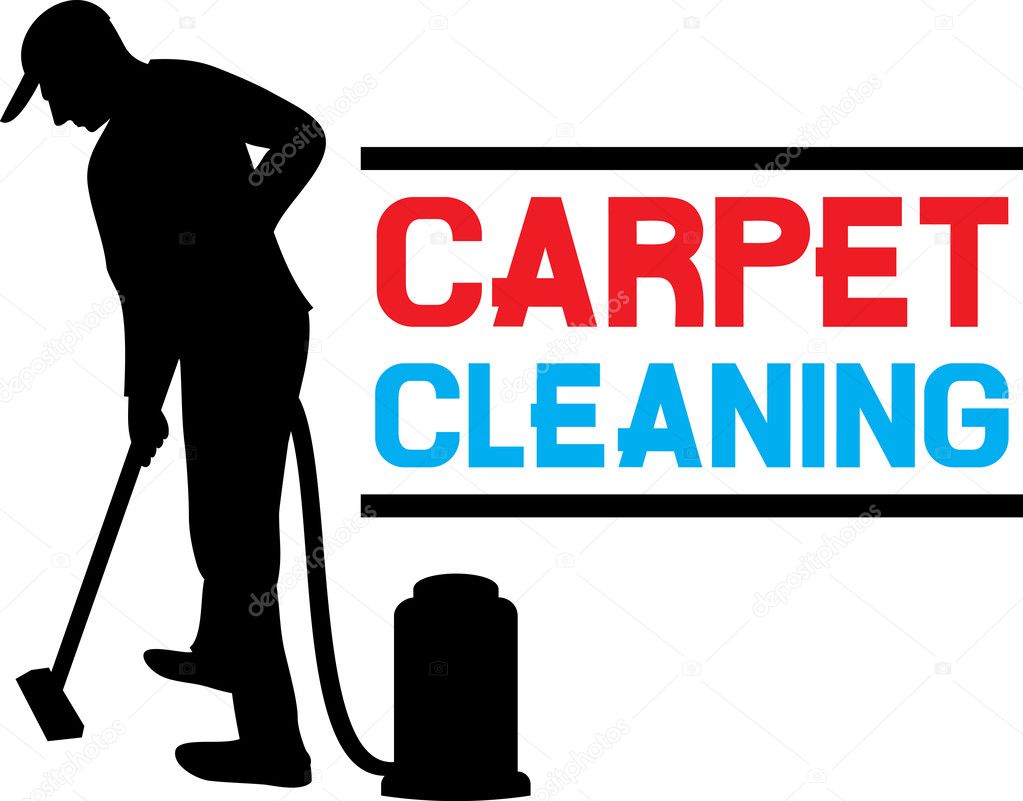 Man and a carpet cleaning machine