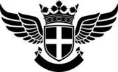Wappen - Schild, Krone und Flügel tätowiert