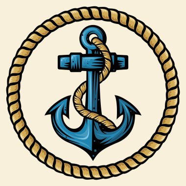 Anchor and rope design clipart