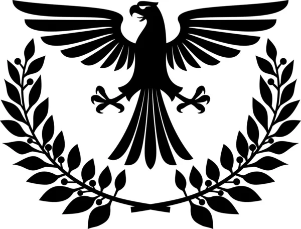 Emblème de l'aigle (armoiries de l'aigle, symbole de l'aigle, insigne de l'aigle, couronne d'aigle et de laurier ) — Image vectorielle