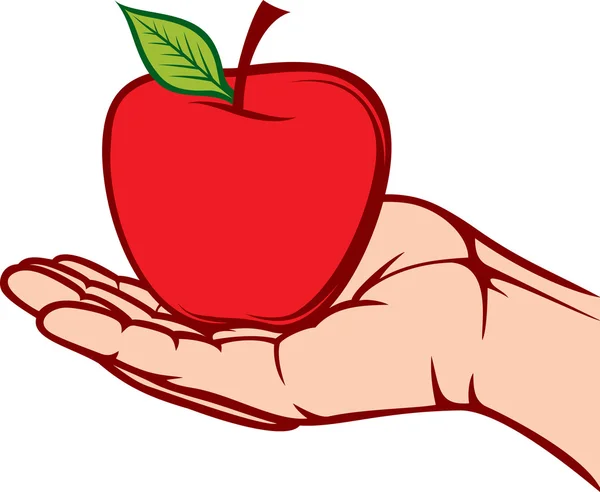 Manzana en la mano — Archivo Imágenes Vectoriales