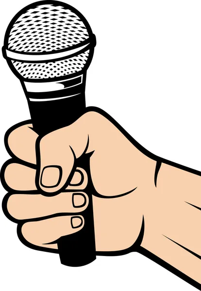 Hand holding a microphone — Stock Vector