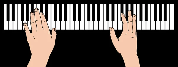 Tangan bermain piano - Stok Vektor
