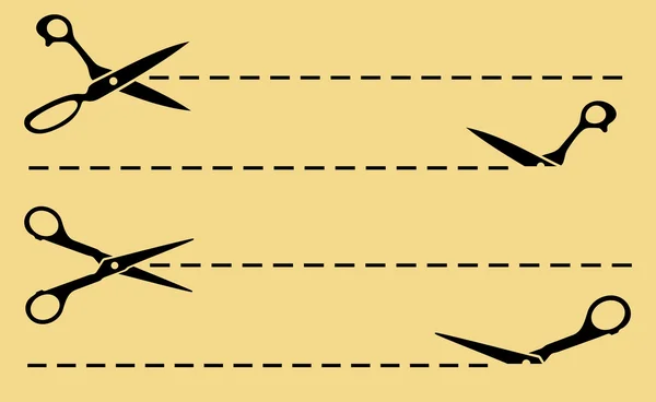 Ciseaux vectoriels lignes de coupe — Image vectorielle