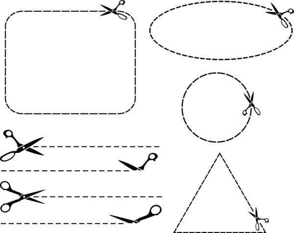 Ciseaux vectoriels lignes de coupe — Image vectorielle