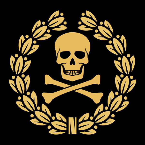 Символ черепа, костей и лаврового венка
