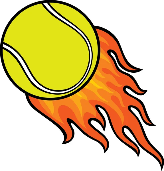 Bola de tênis no fogo — Vetor de Stock