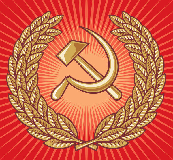 Symbol of USSR - hammer, sickle and laurel wreath