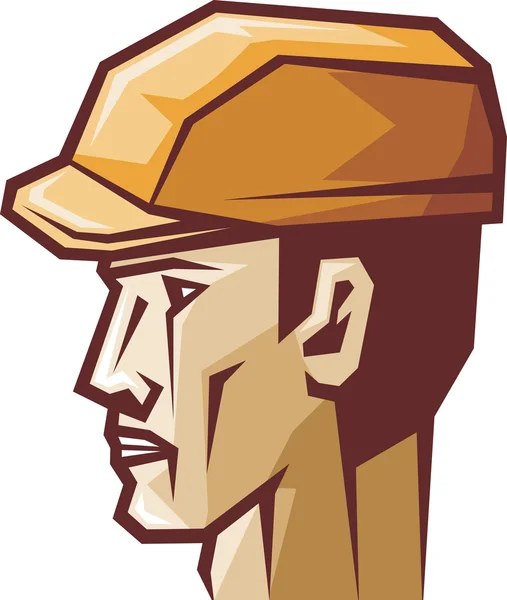 Worker head profile (construction worker, builder) — Stock Vector