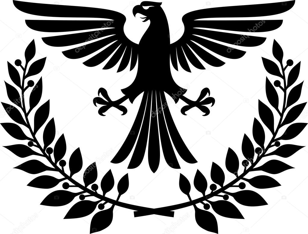 Eagle emblem (eagle coat of arms, eagle symbol, eagle badge, eagle and laurel wreath)