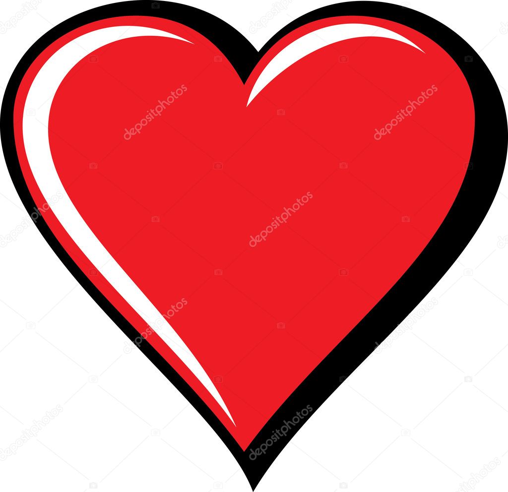 Big Red Heart, Isolated On White Background, Vector Illustration